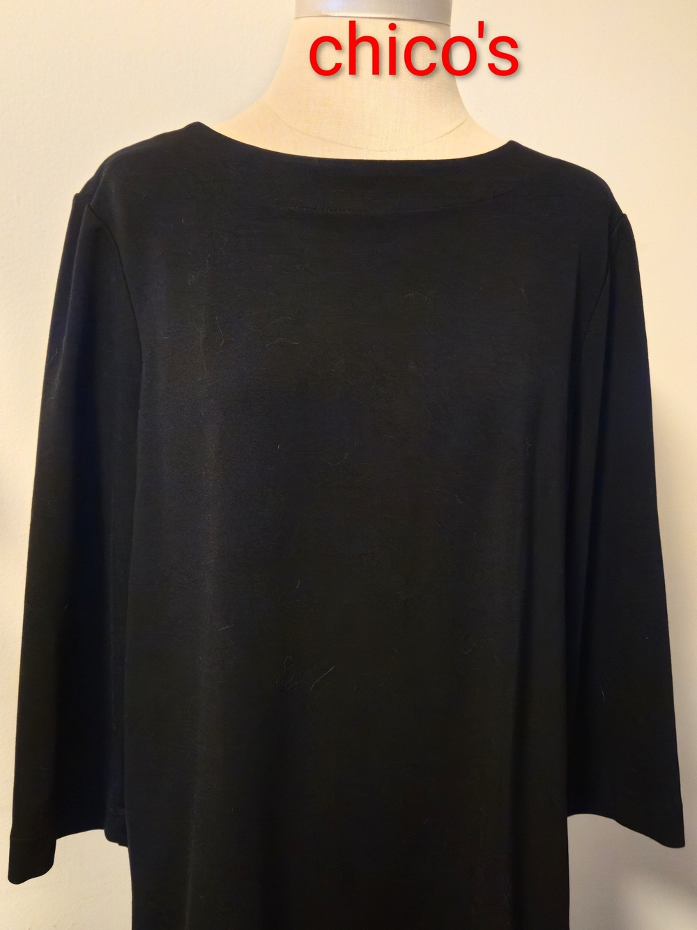 Chico' s Women's Crew Neck Black Top  Euc Size 2